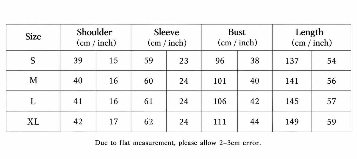 Dress size guide